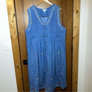 Venezia Jeans Denim  Maxi Dress‎ Women's Pit To Pit 24inch Sleeveless Vintage